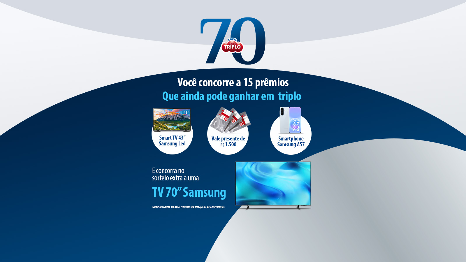 Prêmio em Triplo A Mineira: concorra a 15 prêmios e a uma TV 70 polegadas Samsung